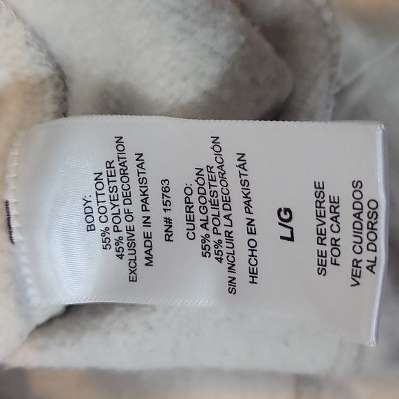 CHAMPION Oatmeal with Pink Cotton Blend Fleece Lined Scuba Hoodie - Picture 7 of 11